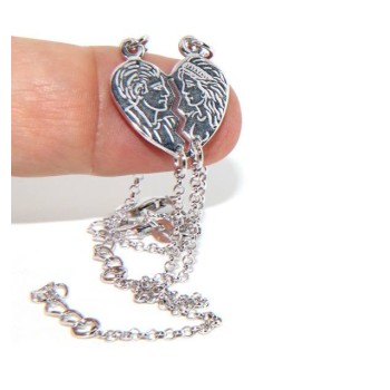 RMB|NALBORI Double bracelet HIM and HER profile man woman in Silver 925 broken heart