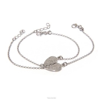 RMB|NALBORI Double bracelet HIM and HER profile man woman in Silver 925 broken heart