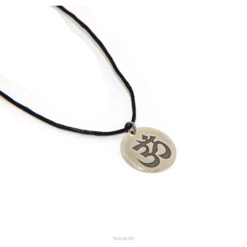 RMB|NALBORI: medal OM Hindu meditation meditation solid silver antique charm pendant with rope
