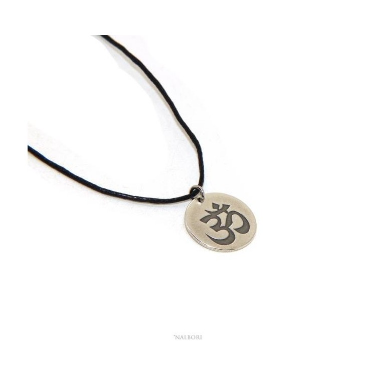 RMB|NALBORI: medal OM Hindu meditation meditation solid silver antique charm pendant with rope
