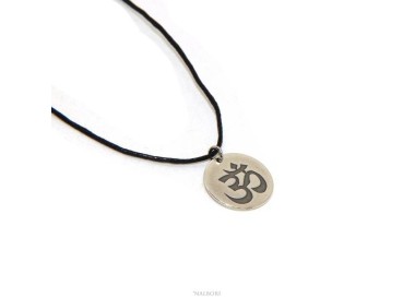 RMB|medaglia OM induista meditazione argento massiccio anticato ciondolo charme con laccio omaggio
