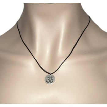 RMB|NALBORI: medal OM Hindu meditation meditation solid silver antique charm pendant with rope