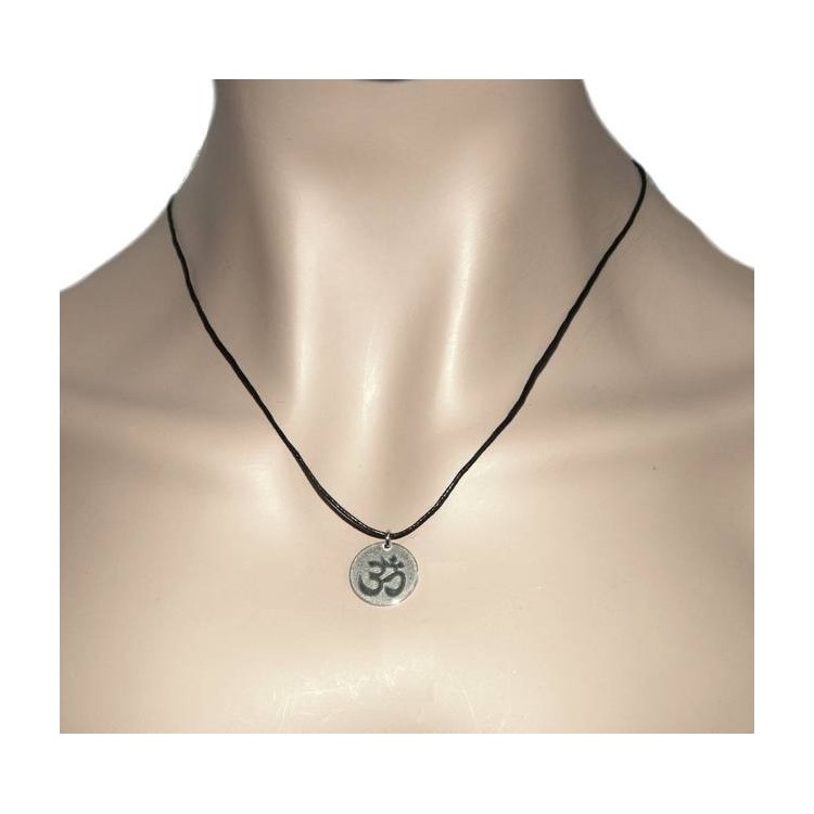 RMB|NALBORI: medal OM Hindu meditation meditation solid silver antique charm pendant with rope