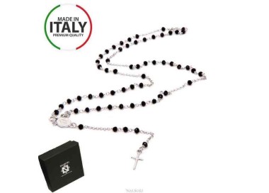 RMB|Collana Rosario Argento 925 Con cristallo nero 3,5 mm croce marca nalbori