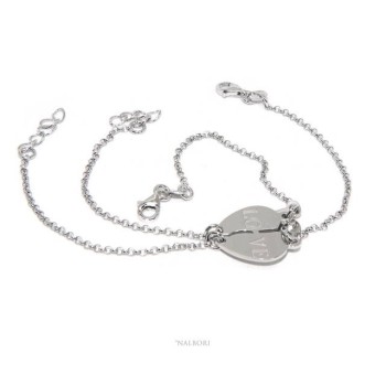 RMB|NALBORI Bracciale doppio LUI e LEI scritta LOVE lucchetto chiave Argento 925 cuore spezzato