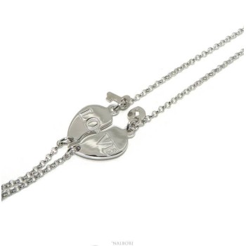 RMB|NALBORI Double bracelet HIM and HER written LOVE key padlock Silver 925 broken heart