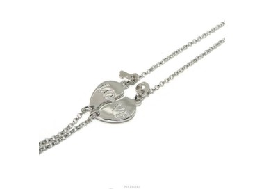 RMB|NALBORI Double bracelet HIM and HER written LOVE key padlock Silver 925 broken heart