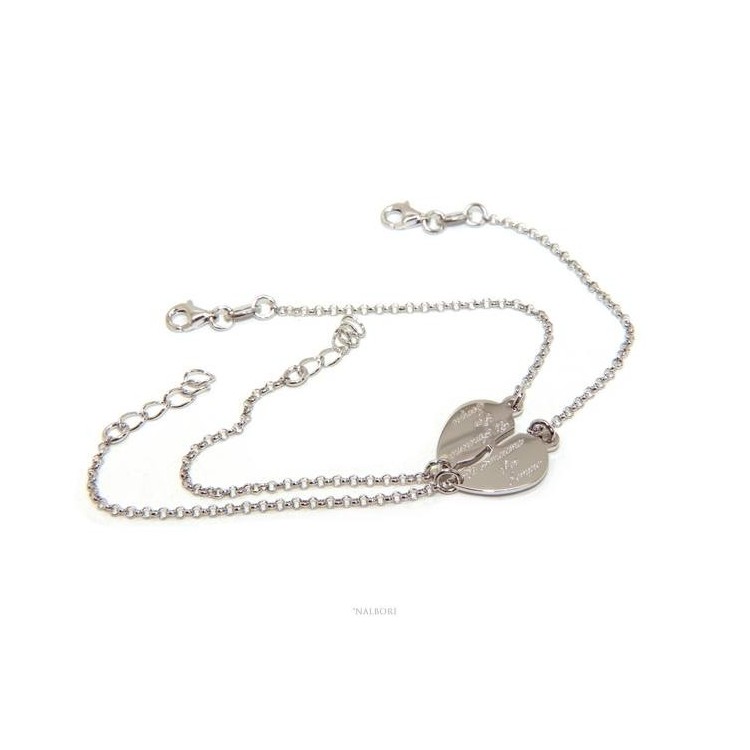 RMB|NALBORI Bracciale doppio LUI e LEI scritta ci ameremo per sempre Argento 925 cuore spezzato