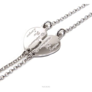 RMB|NALBORI Bracciale doppio LUI e LEI scritta ci ameremo per sempre Argento 925 cuore spezzato