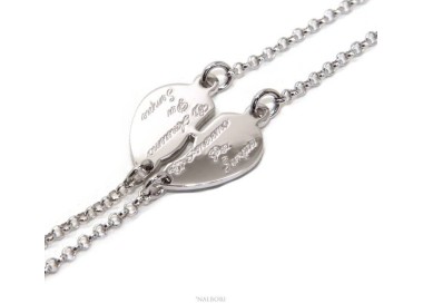 RMB|NALBORI Double bracelet HIM and HER written we will love each other forever Silver 925 broken heart