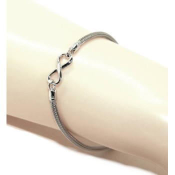 RMB|NALBORI® Bracelet Silver 925 fox tail cable with infinite white yellow gold pink 15,5 18,50 cm