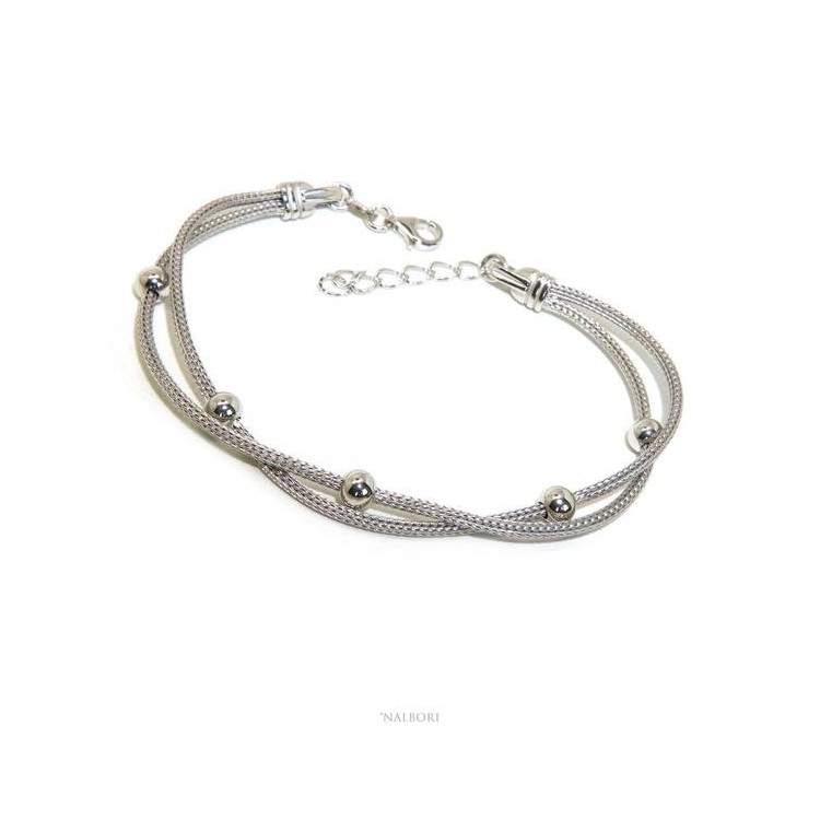RMB|NALBORI 2 cord stand ball bracelet 5mm fox tail 925 silver   for woman 16.5 / 20.5 cm