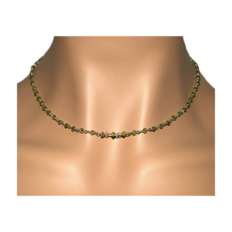 RMB|NALBORI 925 silver necklace for men or women with lime green 3.5 mm handmade Marseillaise 45 + 5