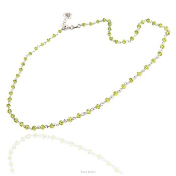 RMB|NALBORI 925 silver necklace for men or women with lime green 3.5 mm handmade Marseillaise 45 + 5
