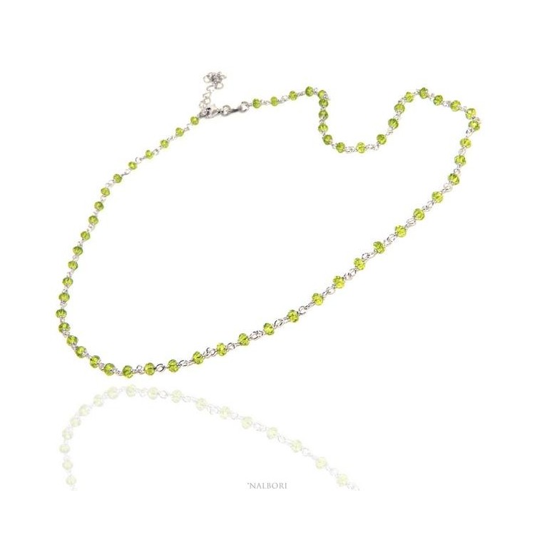 RMB|NALBORI 925 silver necklace for men or women with lime green 3.5 mm handmade Marseillaise 45 + 5