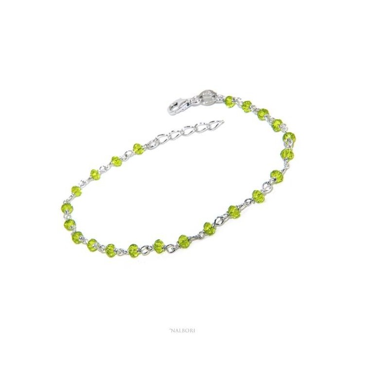 RMB|NALBORI Bracelet man woman Silver 925 With lime green crystal 3,5mm Marseillaise handmade 16,5-19,5cm