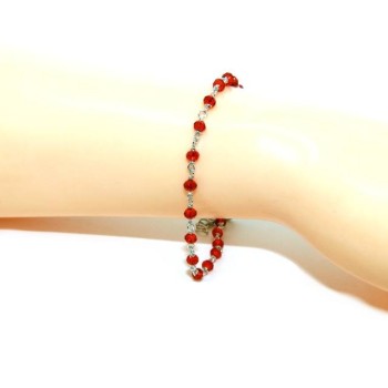 RMB|NALBORI Bracciale uomo donna Argento 925 Con cristallo rosso 3,5mm marsigliese fatto a mano 16,5-19,5cm