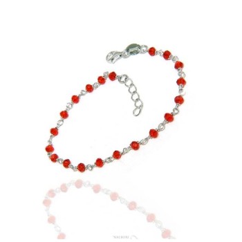 RMB|NALBORI Bracelet man woman Silver 925 With red crystal 3,5mm Marseillaise handmade 16,5-19,5cm
