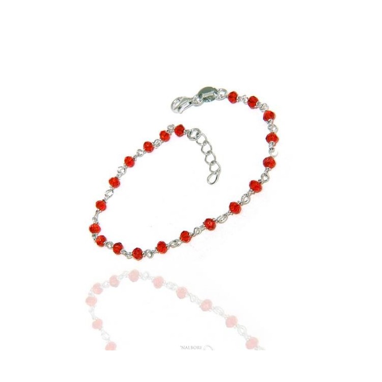 RMB|NALBORI Bracelet man woman Silver 925 With red crystal 3,5mm Marseillaise handmade 16,5-19,5cm