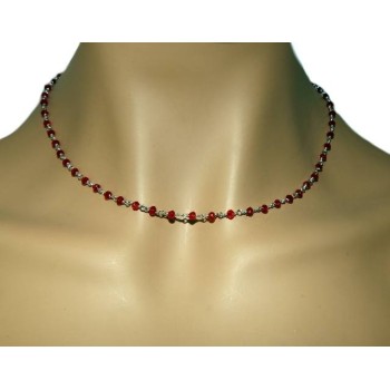 RMB|N1211 collana argento 925 per donna o uomo con cristallo rosso rubino  marsigliesi fatta a mano misura normale NALBORI