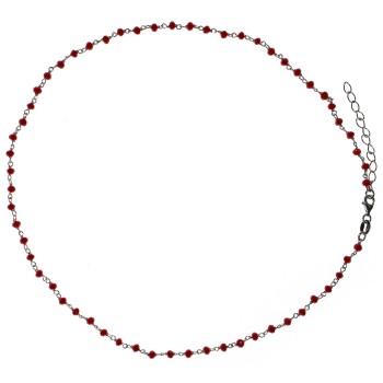 RMB|NALBORI collana argento 925 per uomo o donna con cristallo rosso rubino 3,5mm marsigliese 45+5 cm