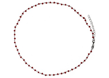 RMB|925 silver necklace for men or women with rubin red 3.5 mm handmade Marseillaise 45 + 5