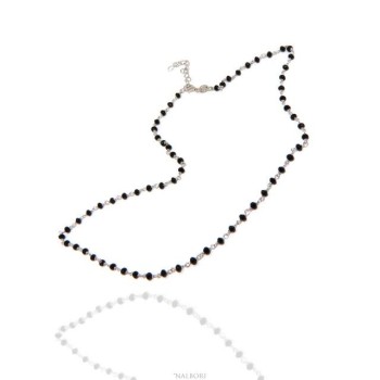 RMB|N1212 Collana uomo donna Argento 925 Con cristallo nero 3,5 mm linea marsigliesi di NALBORI fatta a mano 50+5