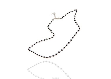 RMB|N1212 Collana uomo donna Argento 925 Con cristallo nero 3,5 mm linea marsigliesi di NALBORI fatta a mano 50+5