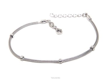 RMB|NALBORI bracciale fox tail cavetto argento 925 con pepite rondelle uomo e donna