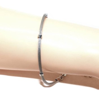 RMB|NALBORI bracciale fox tail cavetto argento 925 con rondelle lisce unisex