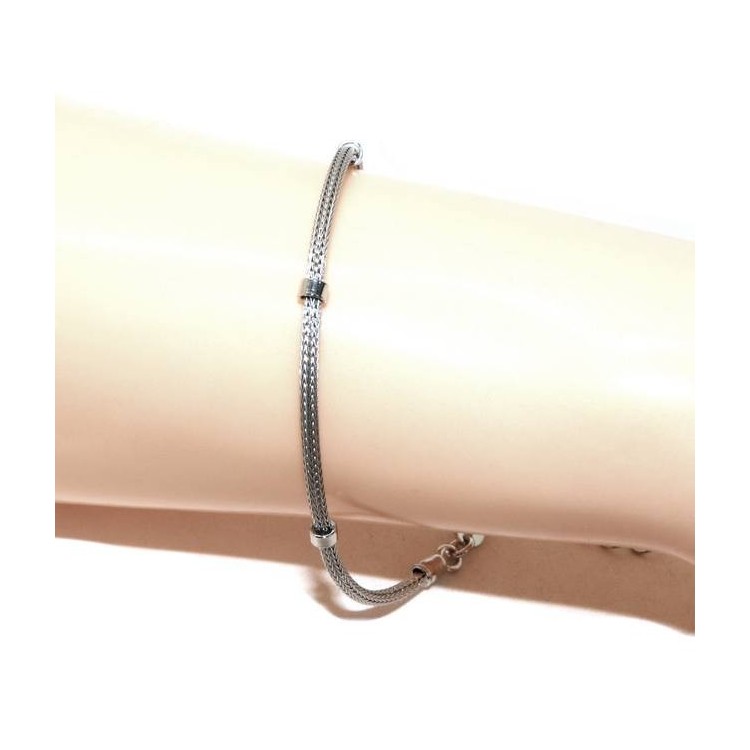 RMB|NALBORI bracciale fox tail cavetto argento 925 con rondelle lisce unisex