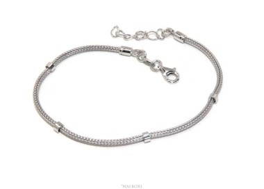 RMB|NALBORI bracciale fox tail cavetto argento 925 con rondelle lisce uomo e donna 16,5 - 20,00