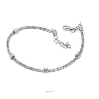 RMB|NALBORI bracciale fox tail cavetto argento 925 granelli pepite uomo e donna 16,5 - 20,00