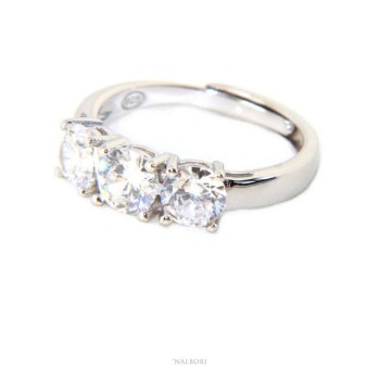 RMB|NALBORI anello trilogy donna zirconi bianchi 5 mm regolabile