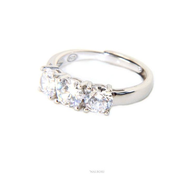 RMB|NALBORI trilogy ring woman white zircons adjustable 5 mm