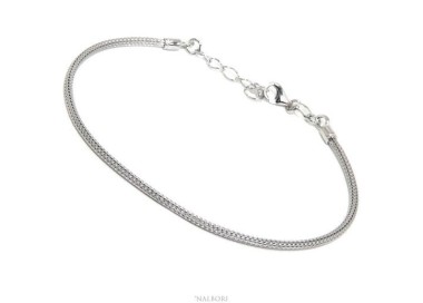 RMB|NALBORI bracciale fox tail cavetto in argento 925 semplice lineare polso 17 - 20 cm
