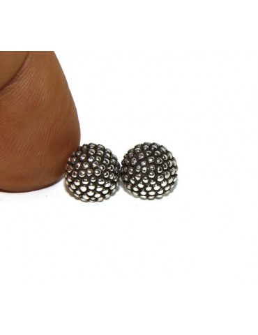 925: pair of man half sphere woman earrings studded processing Sardinian type 8mm