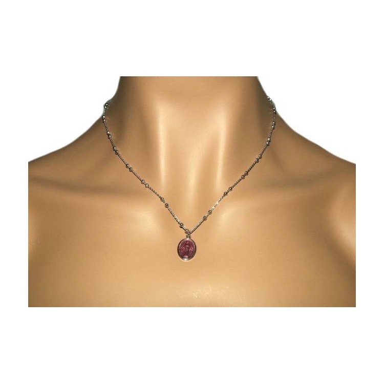 RMB|NALBORI balls necklace man woman Silver 925 with enameled medal miraculous Madonna