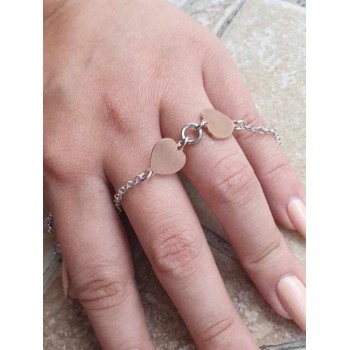 RMB|Bracciale Argento 925 donna NALBORI con cuori rosa baciati 17-19,50