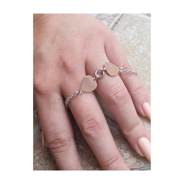 RMB|Bracciale Argento 925 donna NALBORI con cuori rosa baciati 17-19,50