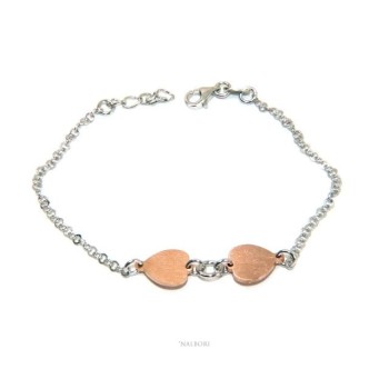 RMB|Bracciale Argento 925 donna NALBORI® con cuori rosa baciati 17-19,50