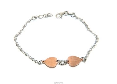 RMB|NALBORI woman silver 925 bracelet with kissed pink hearts 17-19.50