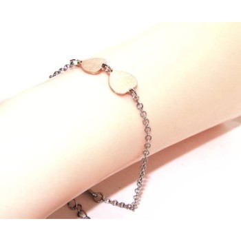 RMB|NALBORI® Women's Silver 925 Bracelet with small and large pink hearts 17-19.50
