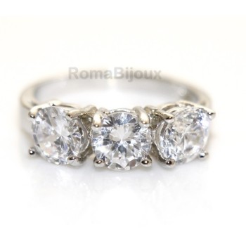 RMB|Argento 925 Rodiato : Trilogy con zirconi da 0,6 taglio brillante