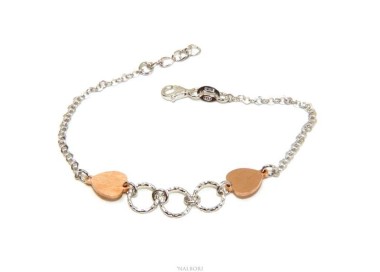 RMB|Bracciale Argento 925 donna NALBORI® con cuori rosa e cerchietti 16 -19