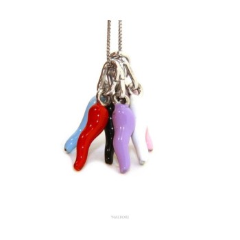 RMB|Amulets by NALBORI: 6 pendants 925 sterling silver horn small 14x4 mm enamelled