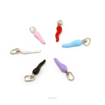 RMB|Amuleti di NALBORI : 6 ciondoli argento 925 corno cornetto piccolo 14x4 mm smaltato