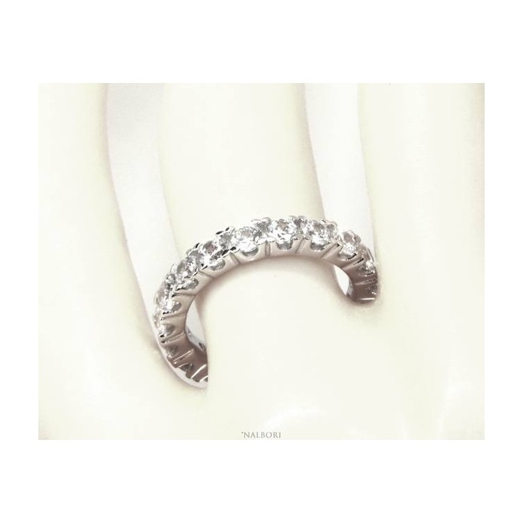 RMB|NALBORI 925 silver Rhodium plated, eternity infinity faith all round white zircons brilliant 3 mm for men or women