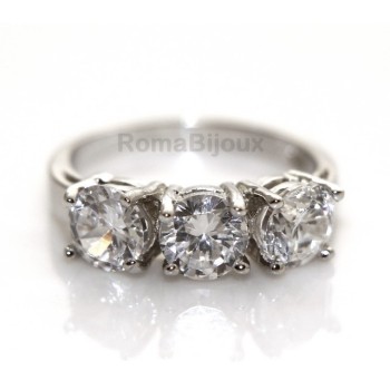 RMB|925 Rhodium: Trilogy with brilliant cut cubic zirconia 0.6