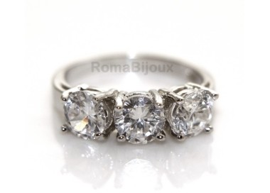 RMB|925 Rhodium: Trilogy with brilliant cut cubic zirconia 0.6